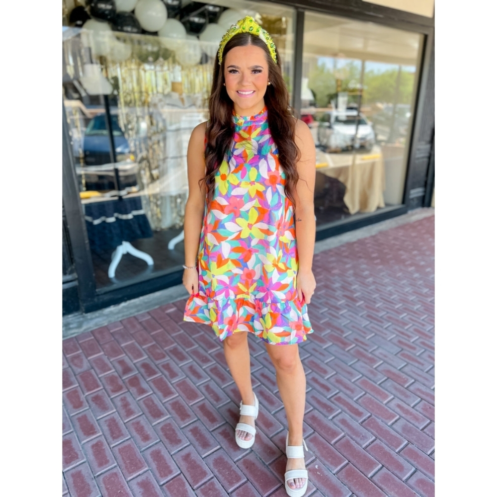 THML Floral Watercolor Colorful Dress